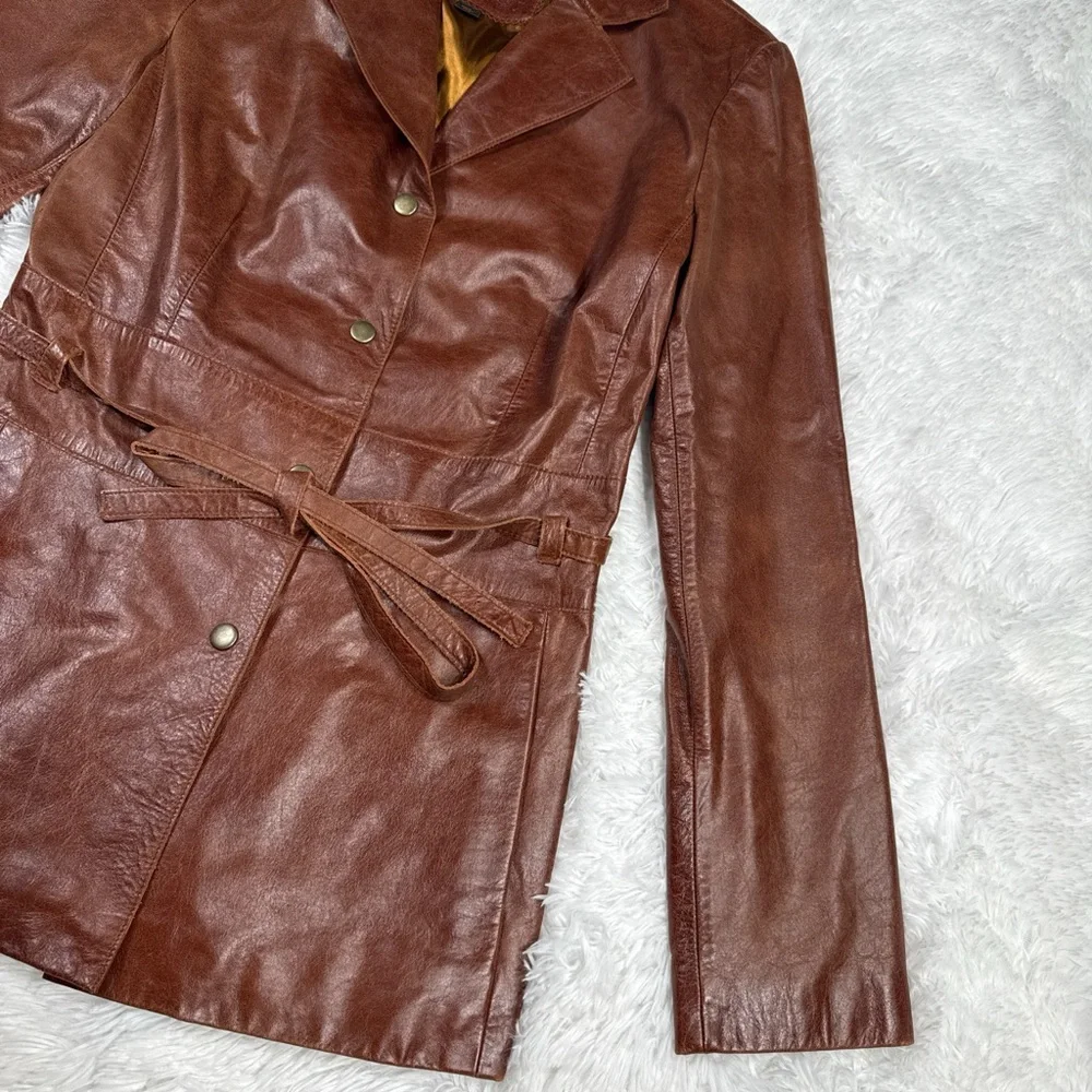 Guess Women's Chocolate Leather Jacket - Picture 2 of 7